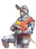 Model in medieval plate armor