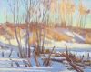 Winter river oil painting