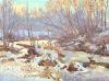 Winter river oil painting